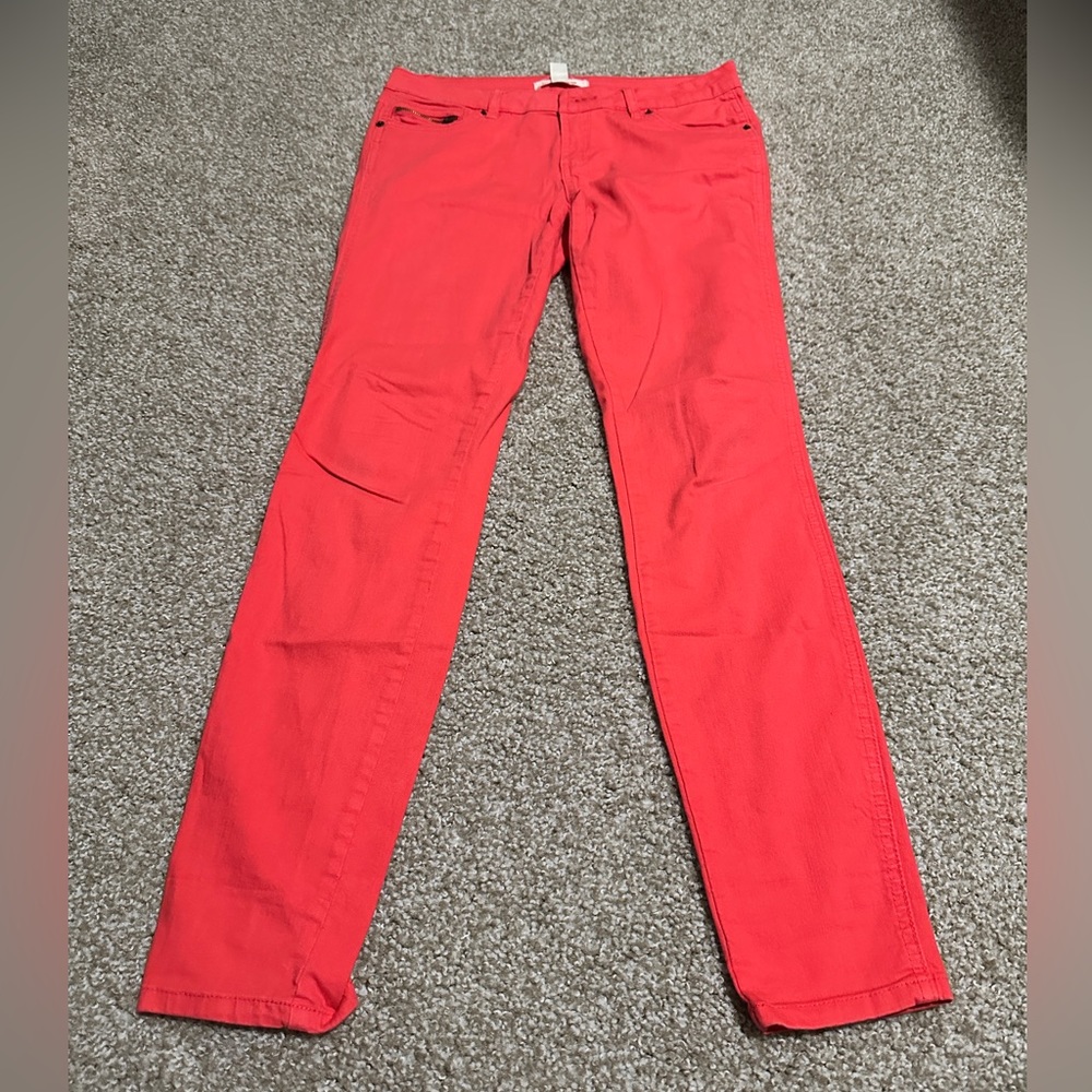 Life In Progress Women Size 28 Coral Pink Straight Jeans Pants Forever 21 Casual